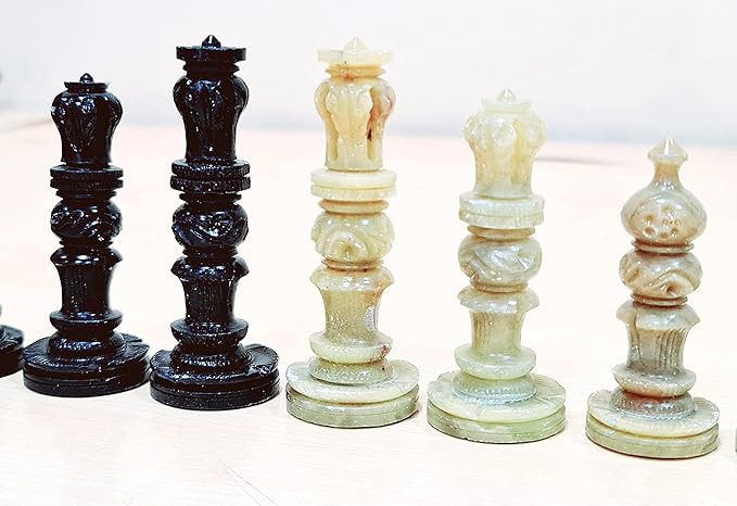 StonKraft - Natural Stone Chess Pieces Chessmen Chess Coins (3 King) | Chess Accessories | Board Games (3 White Brown)