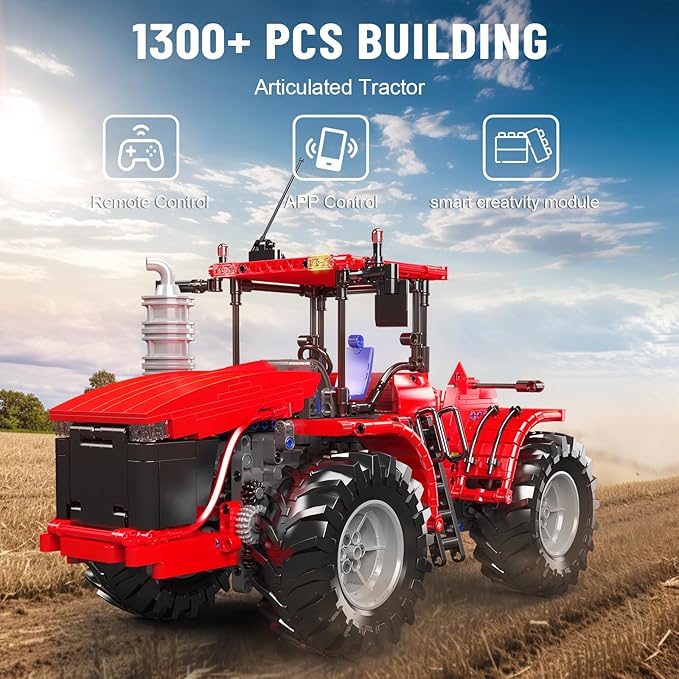 Mould King 17082 Tractor Building Blocks Set RC High-Tech Tractor Toy Realistic Engineering Toy with Motorized Functions Creative Gift Collectors (1300 PCS)