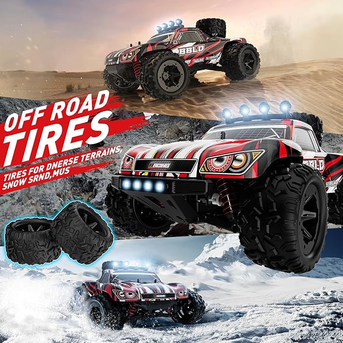 Remote Control Car1/18 Scale RC Cars for Adults &amp Kids - IPX4 Waterproof 40KM/H 4X4 Off Road Truck 2.4GHz Remote Control 4WD All Terrain Vehicle with 2 Batteries (Red)