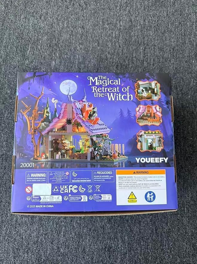 Magic House Set for Witches and Witches Building Set with Lights Over 1200 Halloween Haunted House Building Blocks for Kids and Adults 14 Halloween and Christmas (The Magical Retreat of The Witch)