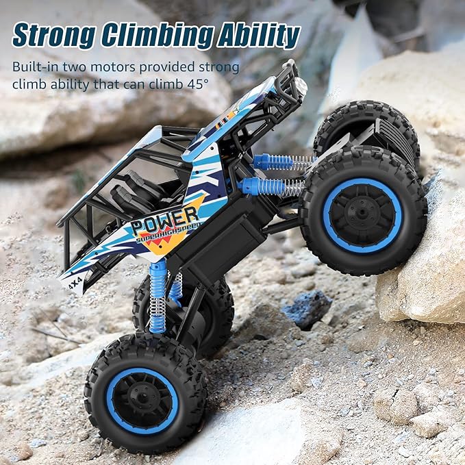 DOUBLE E RC Car 1:12 Remote Control Car Monster Trucks with Head Lights 4WD Off All Terrain RC Car Rechargeable Vehicles