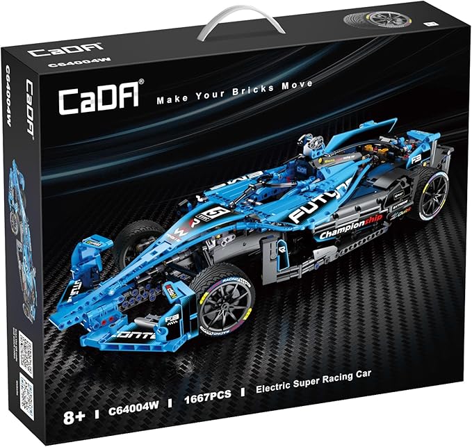 1:8 Scale FE Electric Formula Race Car Building Set Aerodynamic Design with Halo Anti-Collision Frame &amp Large Tail Fin Independent Suspension &amp Steering Quick-Install for Remote Control Ag