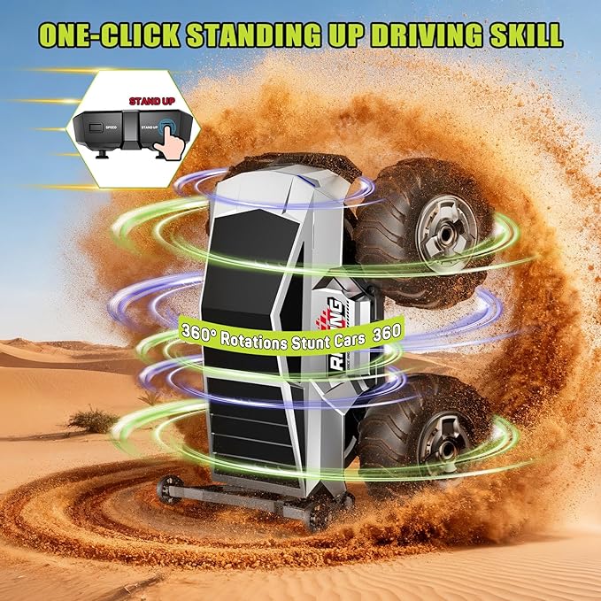 1:16 RC Truck Remote Control Car 4WD Waterproof Amphibious RC Car All Terrain PickupTIME4DEALS 2.4GHz Remote Monster Truck with 360° Rotating Standing Stunt Toy Truck for Kids Boys 6 7 8 9 10 11 12+