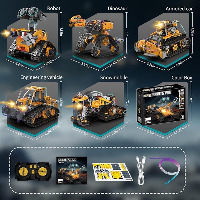 STEM Robot Building Kit for Kids – 5-in-1 Remote &amp App-Controlled Wall Robotics Set Engineering Coding Robot Toys Birthday Gifts for Boys &amp Girls Ages 6-12+ (673 PCS)