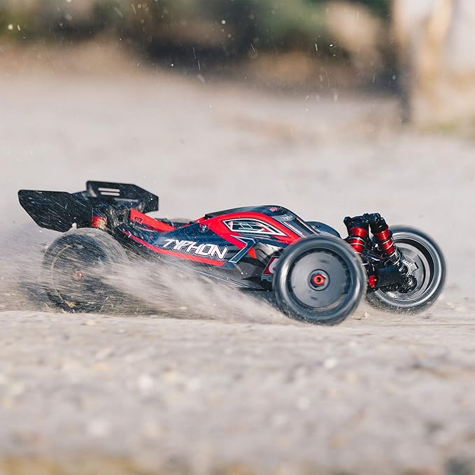 ARRMA RC Car 1/8 Typhon 6S V5 4WD BLX Buggy with Spektrum Firma RTR (Ready-to-Run) Black and Red ARA8606V5