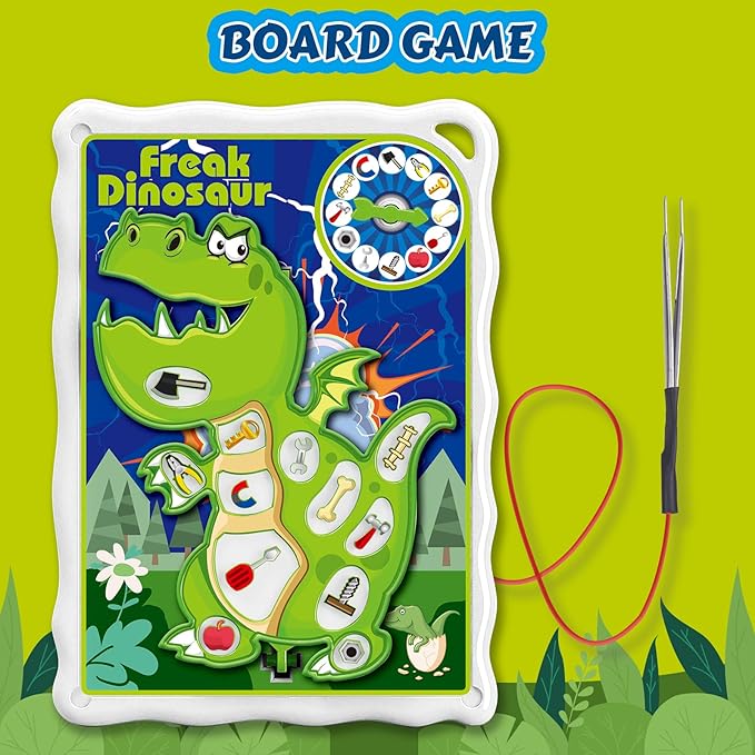 Dinosaur Operate Board Game for Kids Ages 3-8–Fine Motor Skill Toy with Vibration–Educational Hands-On Activity for Boys and Girls–Interactive Family Game for 1 or More Players–Gift for Christmas