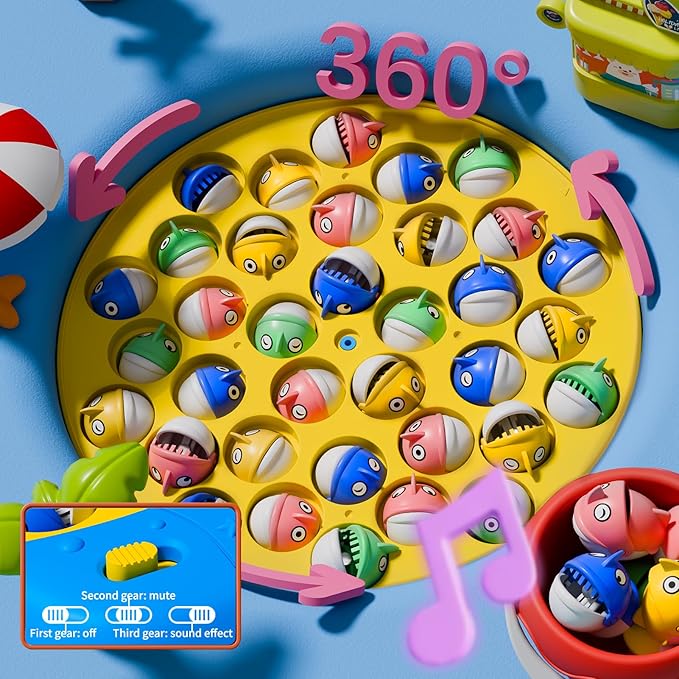 66 PCS Magnetic Fishing Game for Kids Toddlers 3-5 Board Game for Kids 4-6 1-8 Players Fishing Toys for Boys 3 4 5 6 7 8 Year Old with 360° Rotation Ideas Birthday Gifts for 3 4 5 6 7 8 Year Old
