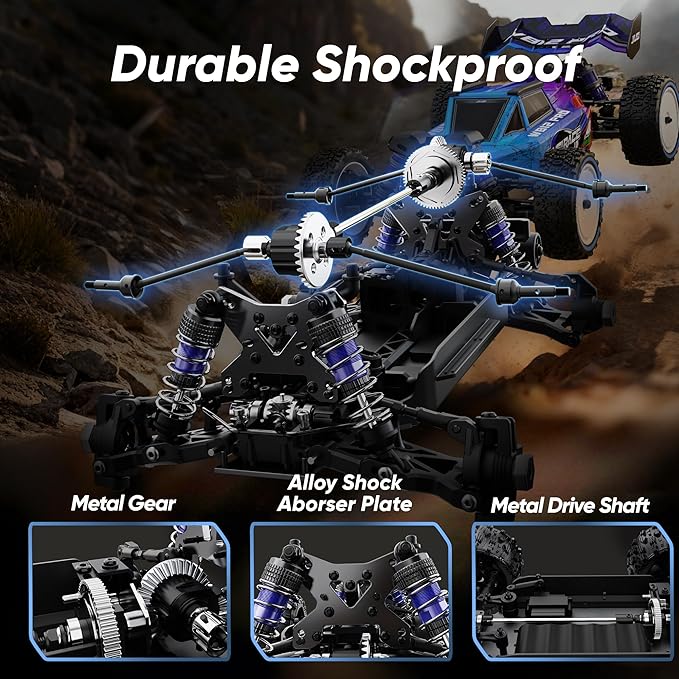 1/12 Brushless RC Cars for AdultsFast 50 mph Off-Road All Terrain Buggy4WD RC Buggy with 2.4GHz Remote Control and Two 3S Batteries25W Fast ChargingRTR 4X4 Electric RC Cars