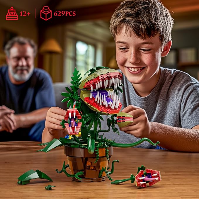 Millionspring Piranha Plant Audrey II 2 Building Blocks Set Toys Kit Horrors Flower Shop Decoration Valentine Gift for Tv Film Fans Families Friends 12+ On Halloween Birthday Christmas