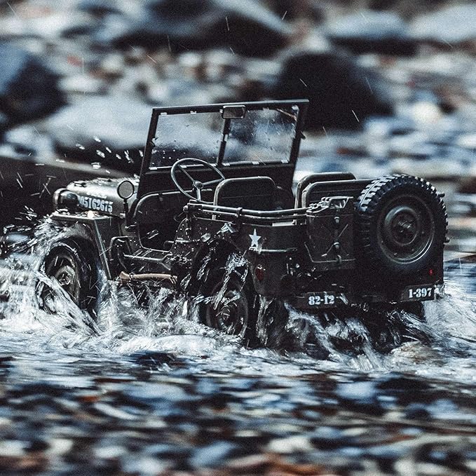 RocHobby 1/6 1941 MB Scaler RC Car 4x4 Hobby Grade RC Car Mini RC Rock Crawler Military RC Truck with 550 Brushed Motor LED Lights for Adults RS