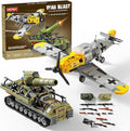 WW2 Military Toys Building Sets Compatible with Lego Create a BF109 Plane Fighter Jet &amp a Karl Giant Mortar Tank Great WWII Army Airplane Toy for Boys and Kids Age 8-12