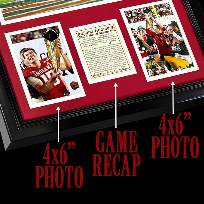 Indiana Hoosiers | 2025 CFP National Champions | Collectible Hoosier Football Memorabilia | Framed Picture &amp Photo Collage Gift Man Cave Wall Art Home &amp Room Decor | 2 Sizes &amp 2 Styles (