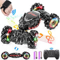 RC Stunt Car 2.4GHz LED Gesture Sensing 4WD Double Sided Rotation with Lights and Music All Terrain Rotation Drift Car - Birthday Gifts for Boys &amp Girls (Black)
