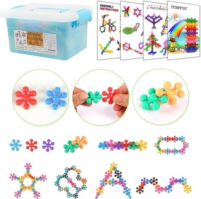 TOMYOU 400 Pieces Building Blocks Kids STEM Toys Educational Building Toys Discs Sets Interlocking Solid Plastic for Preschool Kids Boys and Girls Aged 3+ Safe Material Creativity
