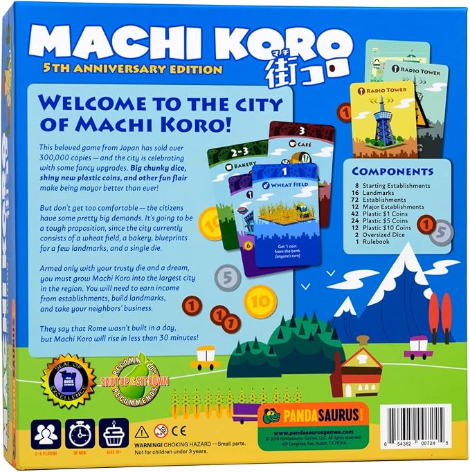 Machi Koro Board Game The Ultimate City-Building Game! Fast-Paced Dice Rolling Strategy Game for Kids and Adults Ages 8+ 2-4 Players 30 Minute Playtime Made by Pandasaurus Games