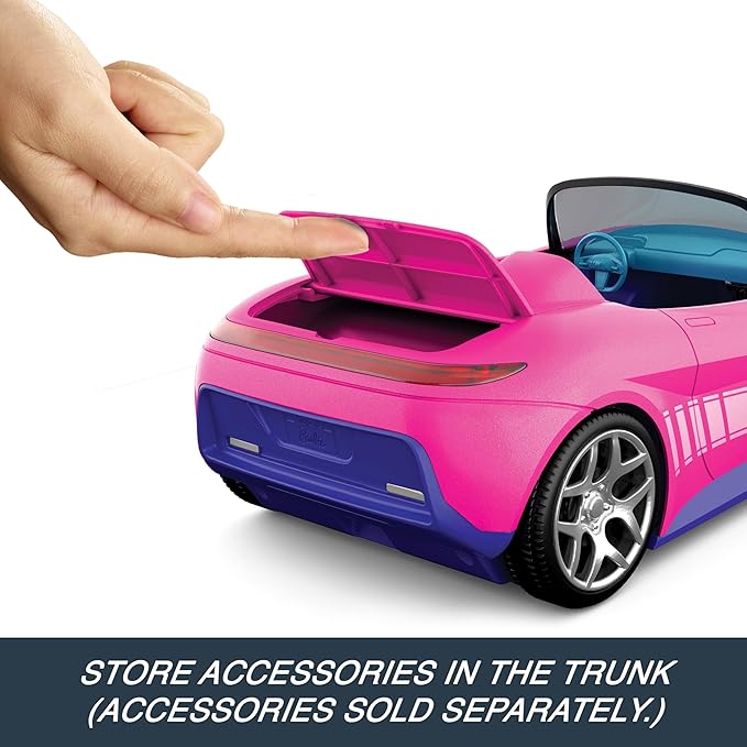 Hot Wheels Barbie RC Toy Car Remote-Control Pink Convertible Can Hold 2 Barbie Fashion Dolls &amp Trunk Opens for Storage Sticker Sheet for Customizing