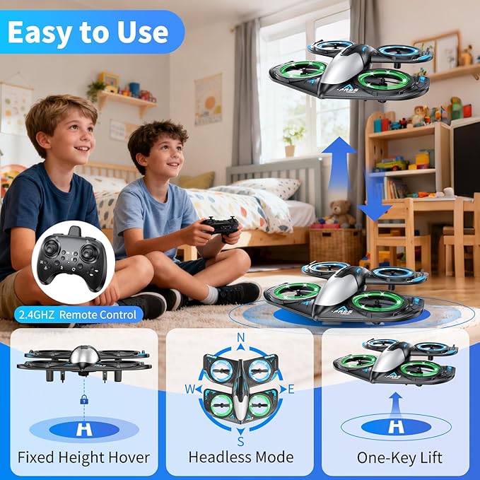 RC Drone for Kids Beginners Foam Remote Control Drone with Cool Lights 360° Flip Altitude Hold 3 Speed Modes Collision Protection and Ease of Use RC Airplane Quadcopter Toy Gift for Boys and G
