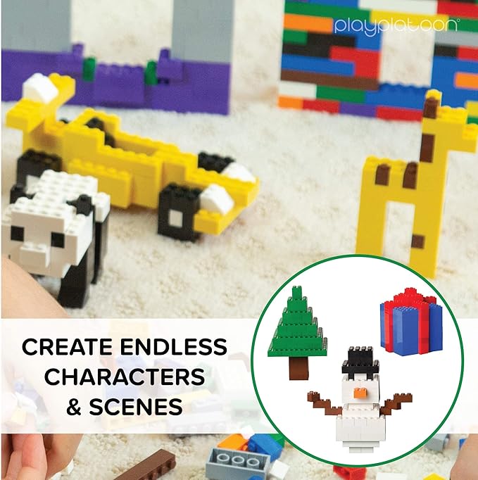 Play Platoon 6 Pound Bulk Building Bricks Set- 10 Classic Colors Bulk Building Blocks Play Set Generic Brick Parts for Boys and Girls Classic