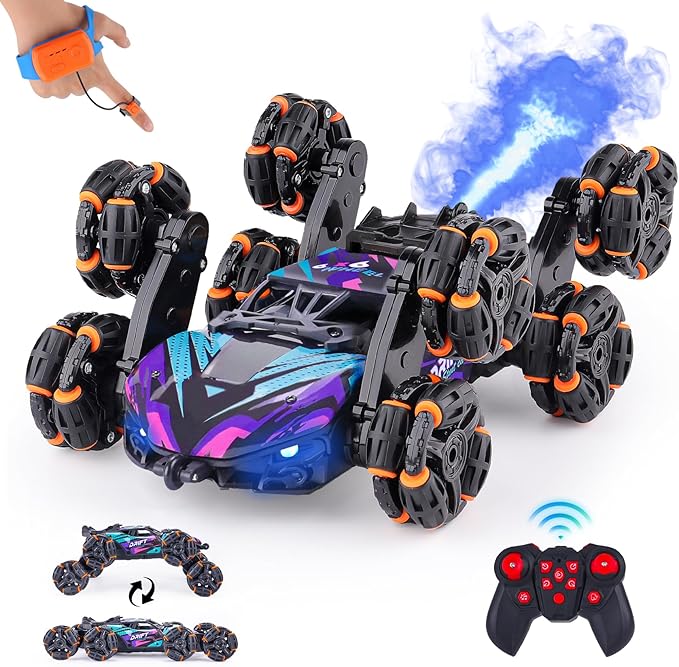 Cool 8 Wheels Hand Controlled RC Stunt Car Toys Xmas Gifts and Birthday Presents for Kids Gesture Sensing Remote Control Cars for Boys Age 6 7 8-10 11 12 Year Old