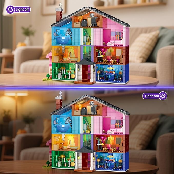 House Building Blocks Toys with Light Compatible with Lego Set Architecture Building Model for Adults Construction Educational Toy Christmas Birthday Gift for Girls Boys Kids 8-12 (1256 PCS)