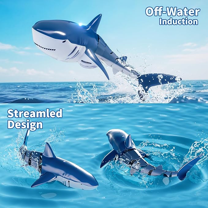 2.4Ghz Remote Control Shark Toys for Kids 6 7 8 Years Old 1:18 Scale High Simulation Shark for Pool Bath Toys for Toddlers Electronic RC Sea Animal Outdoor Water Gifts