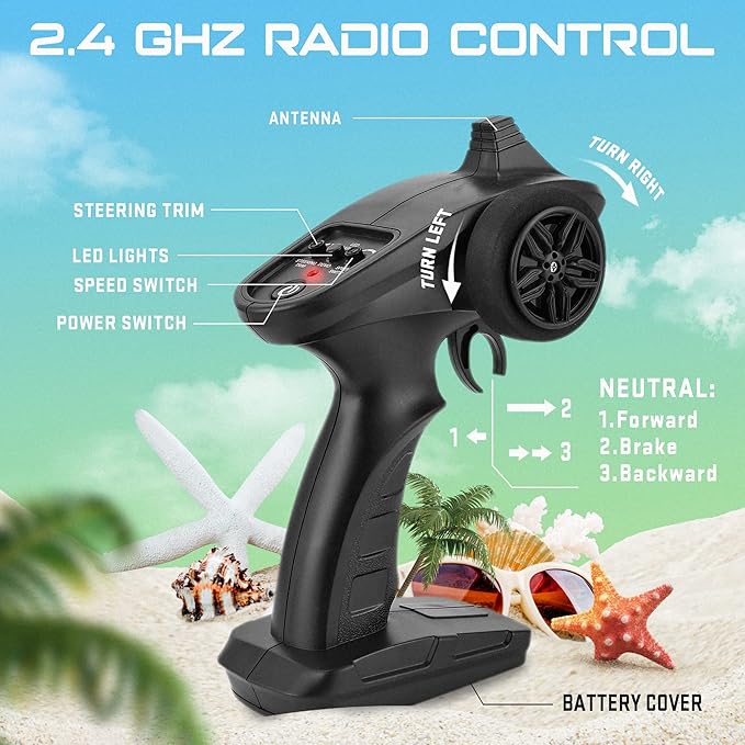 BEZGAR RC Boat - 32+ KPH Fast Remote Control Boat for Pool Lake &amp Salt Water 2.4GHz Speed Boats for Adults &amp Kids Summer Water Beach Toys Birthday Gifts for Boys &amp Girls Age 8-12 Years