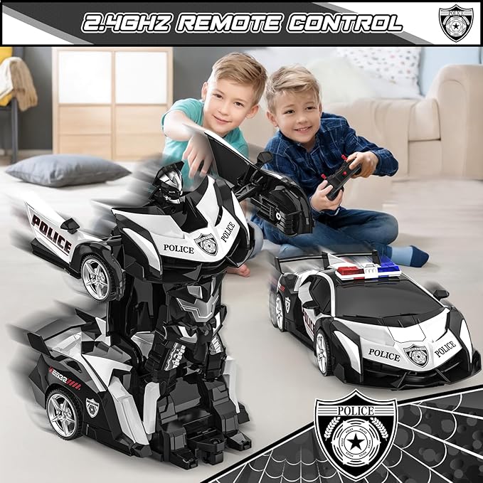 BLUEJAY Transform Rc Cars for Boys 4-7 8-12 2.4Ghz Remote Control Car 1:18 Scale Transforming Robot One-Button Deformation 360° Rotation Car Toy Gifts for Boys 3-5