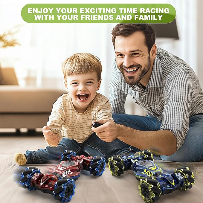 Gesture RC Car1:24 4WD Transform Off-Road Stunt Car with Gesture &amp Remote Control 360° Flips Drift Vehicle with LED Lights Music All Terrain Toy Cars Gifts for Boys Girls Age 6-12