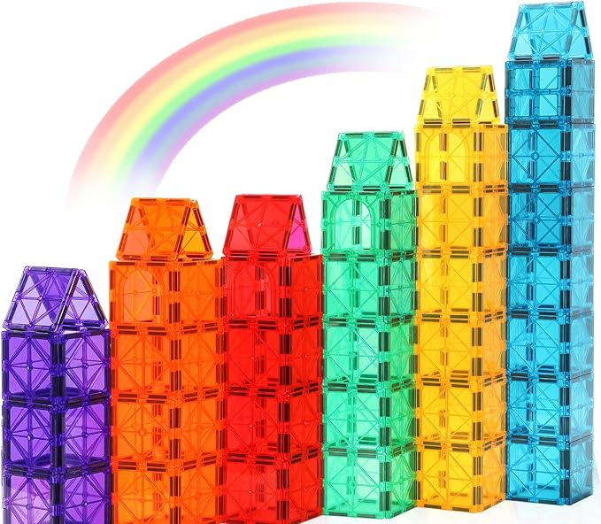 Gemmicc Magnetic Tiles Magnet Toys Building Blocks for Kids STEM Approved Educational ToysMagnet Puzzles Stacking Blocks for Boys Girls72 PCS Advanced Set
