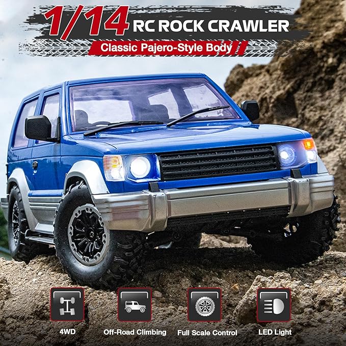 1/14 RC Rock Crawler 4X4 LD1297 4WD Off Road Truck 2.4G RC Climbing Car RTF Full Proportional Vehicles with LED Lights Hobby Toys for Adults