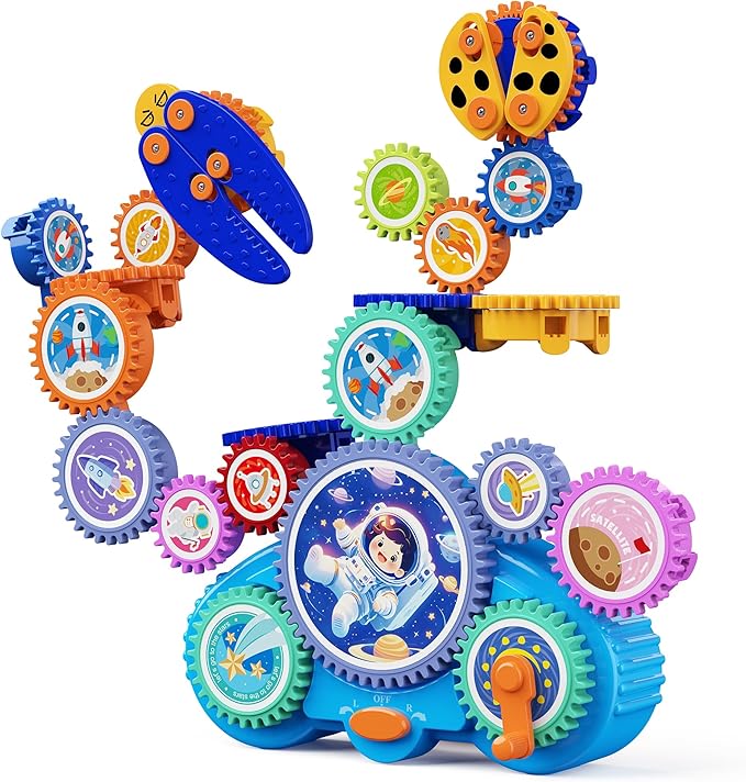 KOKODI Gear Building Toys for Kids Electric &amp Manual Construction Set for Kids Engineering Learning Kit for Ages 3-8 Years Old Birthday Gifts &amp Preschool Educational Toys for Boys Girls