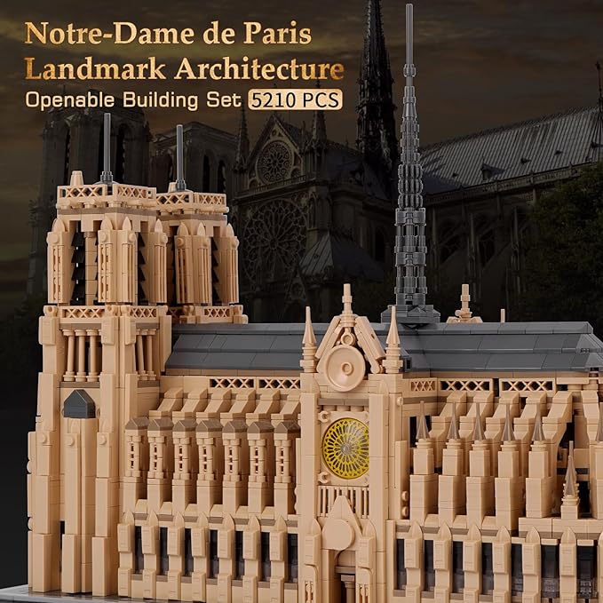 Architecture Notre-Dame de Paris Model Building Block Set Openable Architecture Model Micro Building Kit Collection Building Toy