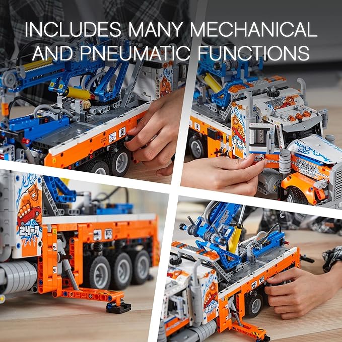 LEGO Technic Heavy-Duty Tow Truck 42128 with Crane Toy Model Building Set Engineering for Kids Series