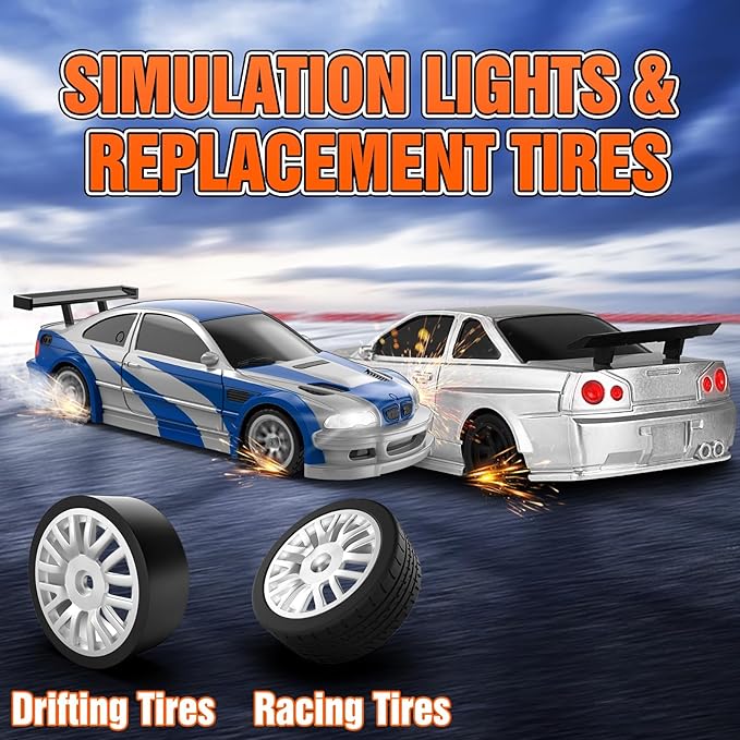 RC Drift car 1/43 Mini Rc Drift car with Gyroscope 2.4GHz Full Proportional Remote control Cars 4WD High Speed Racing with Lights Racing Tires Model Cars Gift for Adults Kids Boys Girls