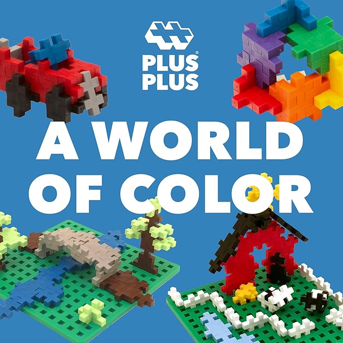 PLUS PLUS 240 Piece Interlocking Building Blocks for Kids Open Ended Connecting Toys STEM Bin Mini Manipulatives - Basic Mix Play Tube &amp Baseplate