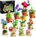 12 Pack Flowers Plants Mini Building Set - 1697PCS Flower Botanical Collection 3.6MM Succulent Building Toy for Home Office Decor Easter Birthday Party Favors Gift for Adults Girls Boys 12+