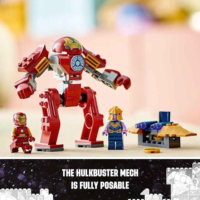 LEGO Marvel Iron Man Hulkbuster vs. Thanos 76263 Building Toy Set with Thanos and Iron Man Figures Hulkbuster Toy with Posable Mech for Super Hero Battle Action Fun Marvel Toy for Kids Ages 4 and Up