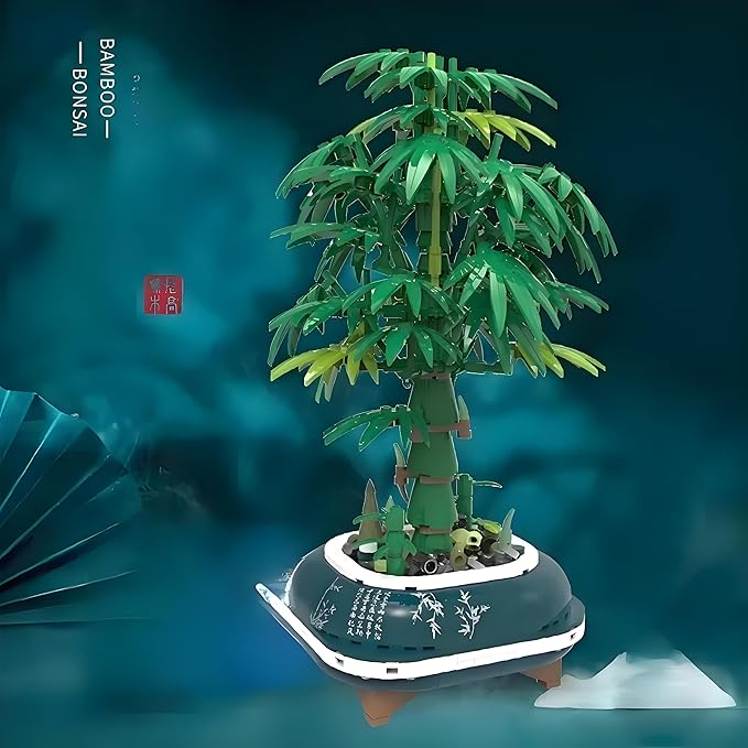 DIY Lucky Bamboo Building Set for Adults – Realistic Artificial Desk Plant for Office Decor Zen Stress Relief Decoration Aesthetic Gift for Birthdays and All Events