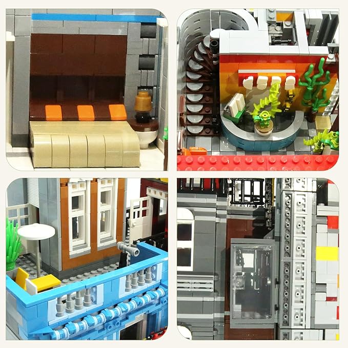 ZenithFlow Street View Building Blocks Kit Cuba Hotel Mini Blocks Construction Toys European Architecture Model House Store Building Set Idea Gifts Home Decoration Collection for Adults (3959 PCS)