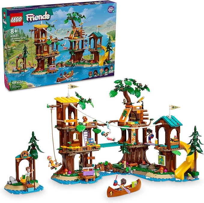 LEGO Friends Adventure Camp Tree House Building Toy - Pretend Play Toy Figures &amp Playsets for Girls &amp Boys Ages 8+ Years - with 5 Mini Dolls &amp 5 Animal Figures - Gifts for Kids - 42631