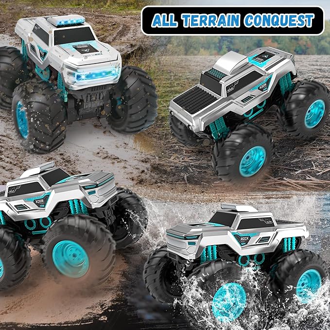 Amphibious Remote Control Car Monster Truck Toys 1:16 Waterproof RC Cars 4WD All Terrain Pick-up Truck Car Toy for Boys Kids Birthday Age 6 7 8 9 10 11 12+