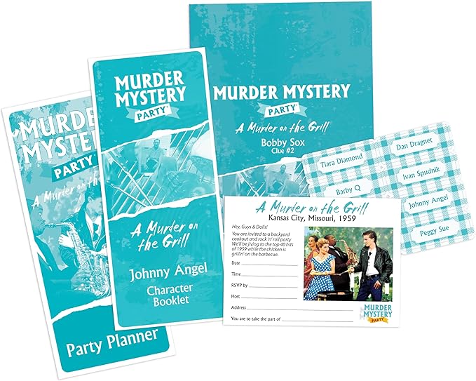 Murder Mystery Party Games - A Murder on the Grill Host Your Own Cookout Murder Mystery Dinner for 8 Adult Players Solve the Case with Crime Scene Clues 18 Years and Up