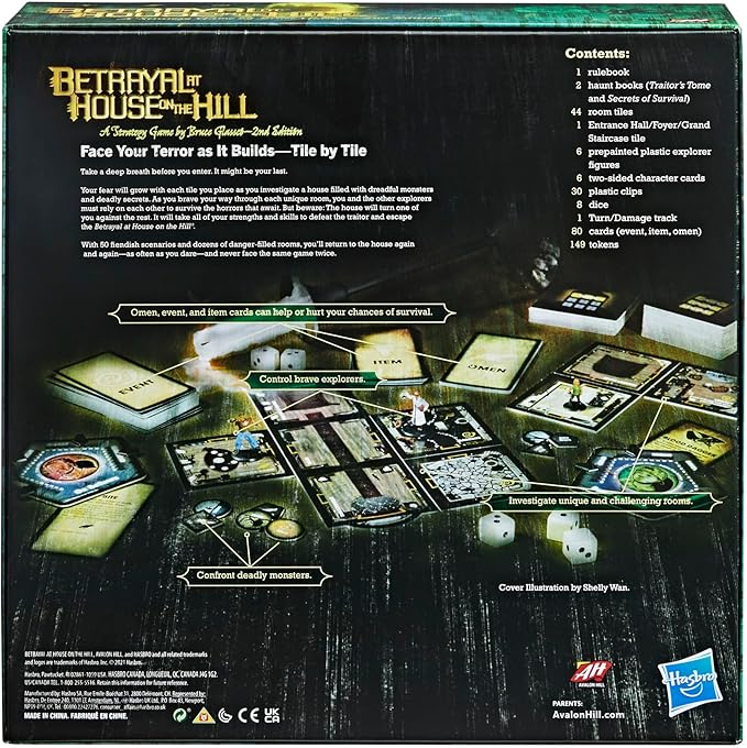 Hasbro Gaming Avalon Hill Betrayal at The House on The Hill Second Edition Cooperative Board Game Ages 12 and Up 3-6 Players 50 Chilling Scenarios
