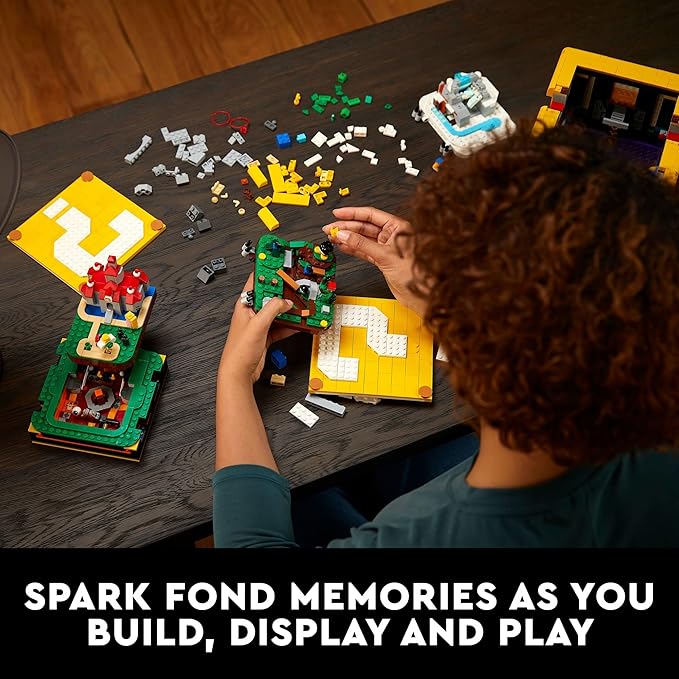 LEGO Super Mario 64 Question Mark Block 71395 3D Model Set for Adults with 4 Microscale Game Levels: Peach’s Castle Bob-omb Battlefield Cool Mountain and Lethal Lava Trouble