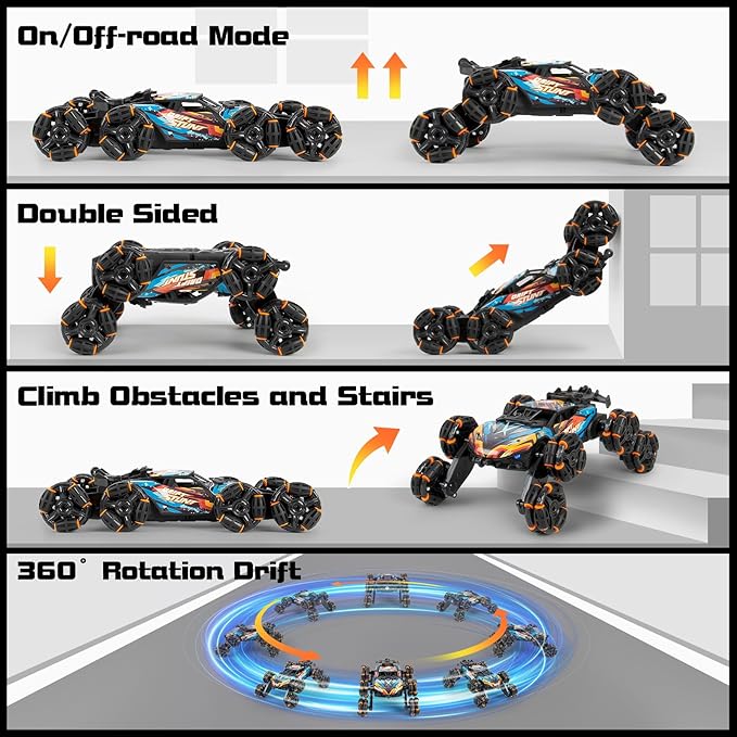 8 Wheels Hand Controlled RC Stunt Car Toys for Kids Ages 6 7 8-12 13 14 Year Old - 2.4Ghz Gesture Sensing Remote Control Cars for Boy Girl Birthday - Cool Spray &amp Lights &amp Music Climbing Stunt