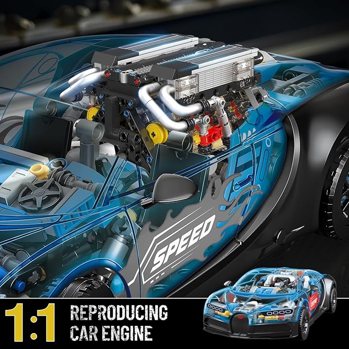 Mould King 10131 W16 Engine Building Blocks Sets V8 Engine Model kit That Run Build Your Own STEM Model Engine 16-Cylinder Car Engine Building Engineering Toys(952+PCS)