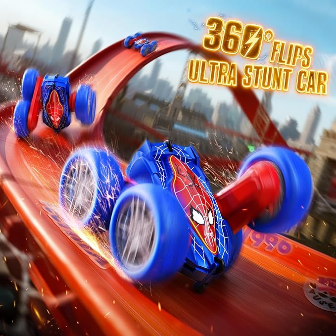 V996 Spider Remote Control Car RC Cars with Double Sided 360° Flip 4WD Rechargeable Stunt Car Indoor Outdoor Toys for Boys 4 5 6 7 8 9 10 11 12 Birthday for Kids Age 4-12