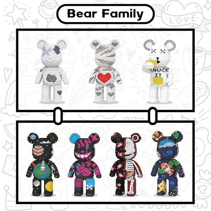 Beer Bear Building Blocks (8235 PCS) 3D Micro Animal DIY Bear Building Blocks for Adults &amp Teenager Creative Toys Ideal Gift for Family &amp Friends