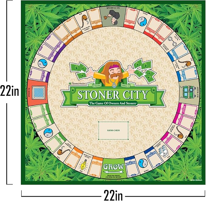 ICUP Stonerware Stoner City Board Game | Hot Box Stoner’s Gift Party Game | Weed Smoking Games | Puff &amp Pass for Adults