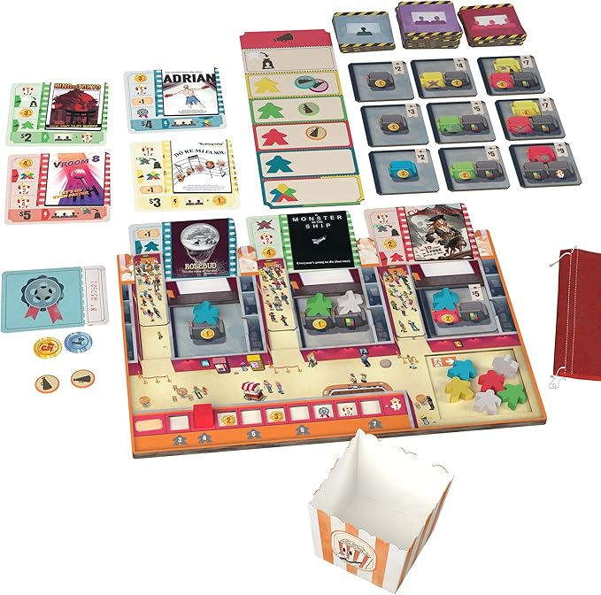 IELLO: Popcorn Strategy Board Game Manage a Movie Theater Attract Cinema Guests Competitive 60 Minute Play Time 2 to 4 Players for Ages 10+